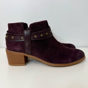 Clarks Somerset Breccan Shine Suede Studded Ankle Boot Heeled Bootie Shoe Size 8